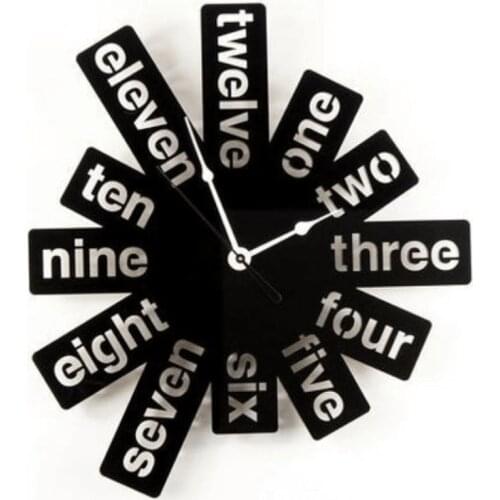 HLO 2021 Asymmetric Wall Clock Home Decoration Numbers Quality Material Stylish Living Room Modern Horloge Murale Black Silent