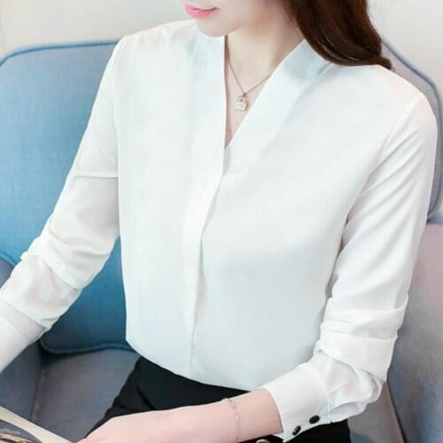 Blouses Woman 2021 White Blouse V-neck Office Ladies Tops Long Sleeve Women Shirts Chiffon Blouse Womens Tops And Blouses B939