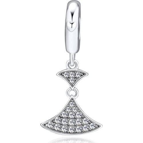 Beads fits for Necklaces Bracelets 100% 925 Sterling Silver Jewelry Fairytale Dress Charms with Clear CZ Free Shipping