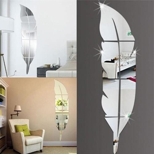 Decorative Feather Wall Mirror Plexy 35 x 140 cm