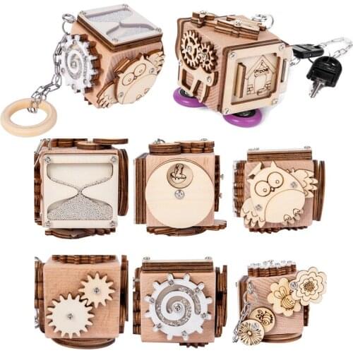 Wooden Toys for Children Busy Cube Hands Ability Training LockBox Early Learning Busyboard Cube Baby Montessori Educational Toys