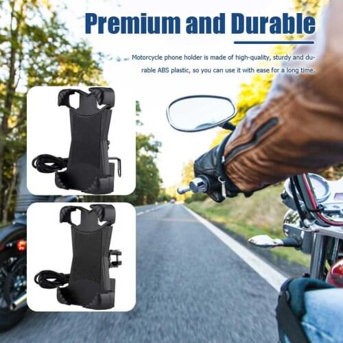 Motorcycle Phone Holder With USB Fast Charger Switch Motorcycle Mobile Stand Handlebar Rearview Mirror For Cell Phone Holder