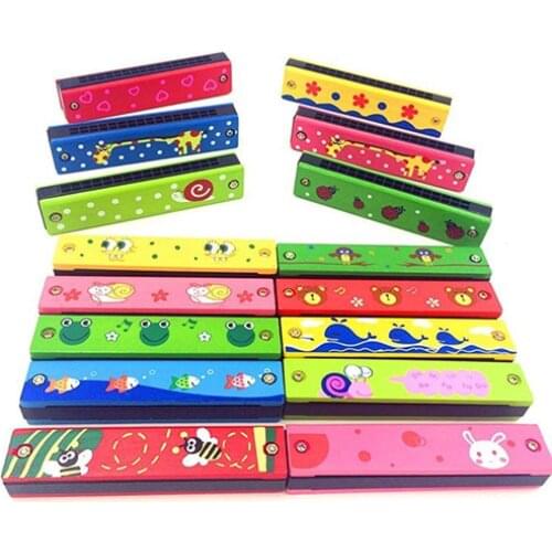 Children 16 Holes Double Row Wood Harmonica Musical Instruments Educational Toy