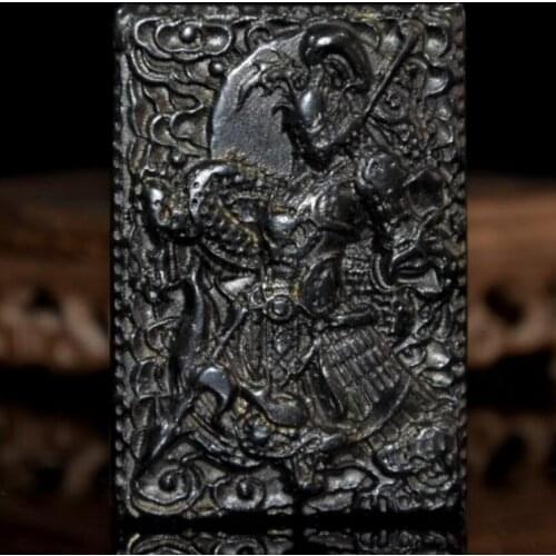 Hongshan culture archaize black iron meteorite Martial god of wealth Zhao zilong amulet statue