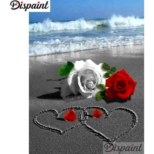 Dispaint Full Square/Round Drill 5D DIY Diamond Painting "Flower heart seascape" Embroidery Cross Stitch 5D Home Decor A18398