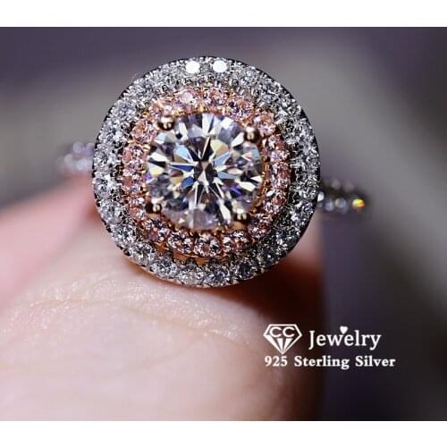 CC Rings For Women S925 Silver Pink Diamant Cubic Zirconia Bridal Wedding Fine Jewelry Luxury Propose Bijoux Femme CC593