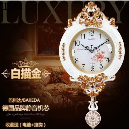 Round Wall Clock Vintage Retro Antique Fashion Wall Clock Mute Large Living Room Clock Bedroom Quartz Clock Horloge Mural