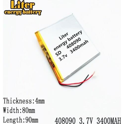 Best battery brand Size 408090 3.7V 3400mah Lithium polymer Battery with Protection Board For PDA Tablet PCs Digital Products