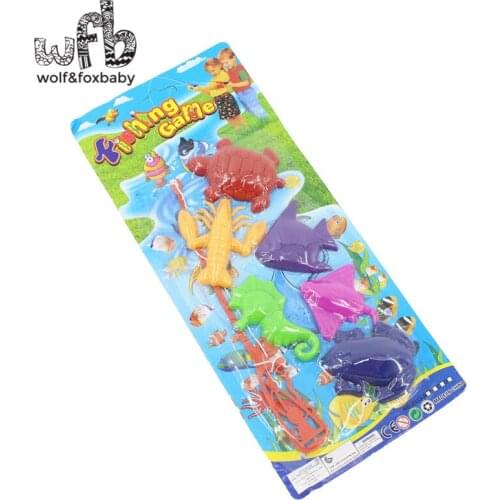 Retail 6pcs/pack magnetic fishing game 5fishes model Baby infant Educational Toys intelligence