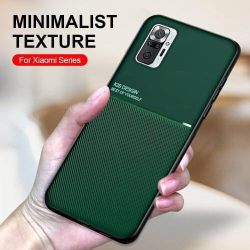 Leather texture car magnetic holder phone covers case for redmi note 10 pro 10pro not10 soft silicone bumper shockproof coque