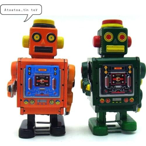 6x5x10CM Vintage Retro Robot Model Tin toy Classic Clockwork Wind Up Robot Collection Tin Toy For Adult Kids Collectible Gift