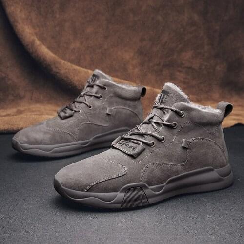 39-44 Real Leather Snow Boots Mens short-tube boots Mens cotton shoes Plush Velvet thick snow shoes winter keep warm