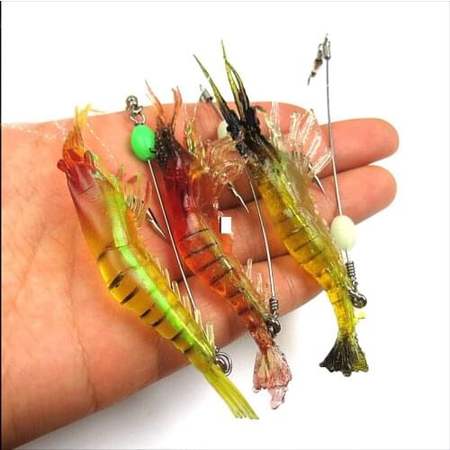 8pcs/pack 18cm 7g shrimp hook bait soft simulation shrimp lures fishing hook rig main perch black yellow croaker soft bait