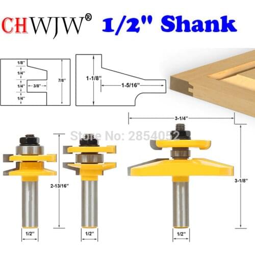 3 Bit Raised Panel Cabinet Door Router Bit Set- Bevel- 1/2" Shank Woodworking cutter Tenon Cutter for Woodworking Tools