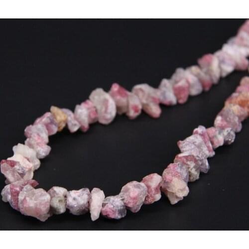 15.5"/strand Natural Rough Pink Tourmaline Geode Freeform Nugget Gravel Loose Beads,Raw Roug Tourmaline Stone For Jewelry Making