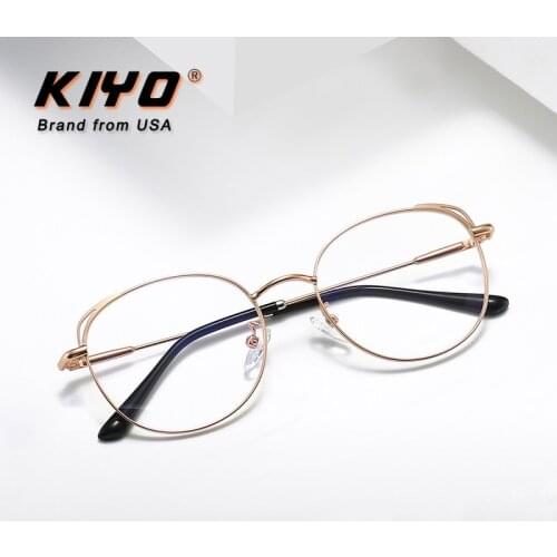 KIYO Brand 2021 New Women Men Fashion Anti Blue Light Optical Frame Metal Eyeglasses Frames Cat Eye Spectacles Glasses 9714