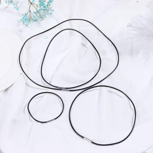Necklace Cord Black Leather Cord Wax Rope Lace Chain With Stainless Steel Rotary Buckle For DIY Mobile Phone Lanyard