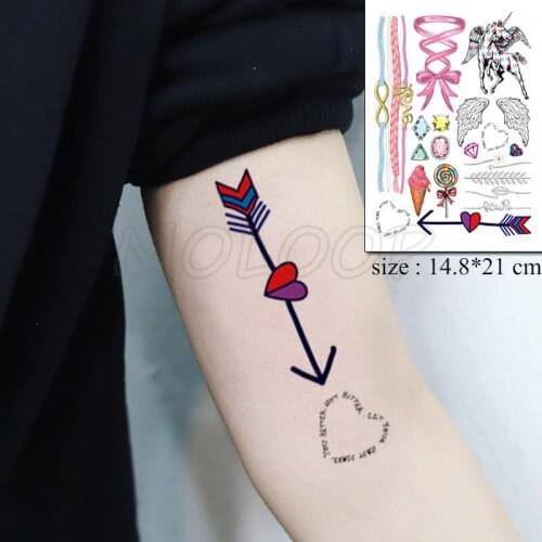 Pegasus Wing Gem Arrow Lollipop Tattoos Stickers Women Body Waist Arm Art Tattoos Temporary Girls Butterfly Tatoos Rose Chains