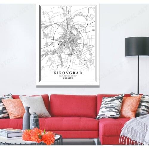 Poster World City Line Map KIROVGRAD Canvas Prints Painting Wall Art Modular Home Decor