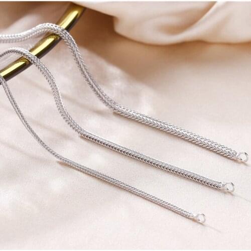 " Fake One Penalty Ten " 2Pcs 925 Sterling Silver Woven Foxtail Necklace Chains Jewelry Making Findings