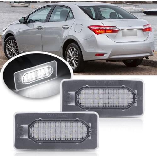 Full LED License Plate Light Assembly Replacement Pair For 2014-2019 Toyota Corolla Sedan 6000K Diamond White Number Frame Lamp