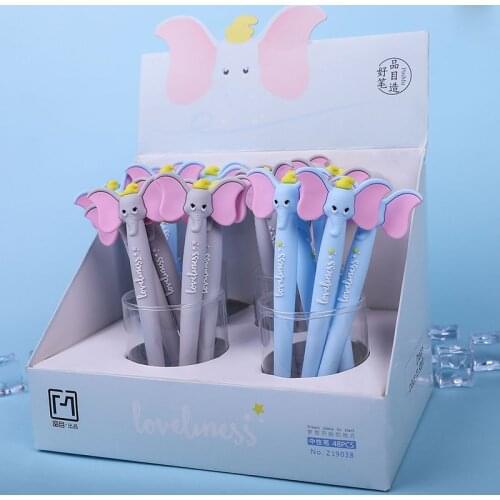 24 pcs/lot Creative Elephant Gel Pen Kawaii 0.5mm black ink Neutral Pens Office School Writing Supplies Stationery Gift