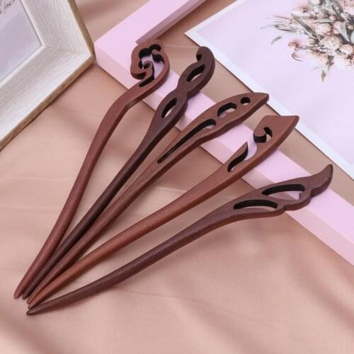 Natural Wood Hairpins Hair Stick Vintage Jewelry Handmade Hairwear Chinese Style