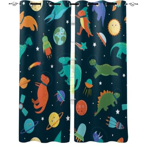 Animal Dinosaur Space Planet Windows Curtains for Living Room Child Bedroom Window Treatment Blinds Kitchen Curtains
