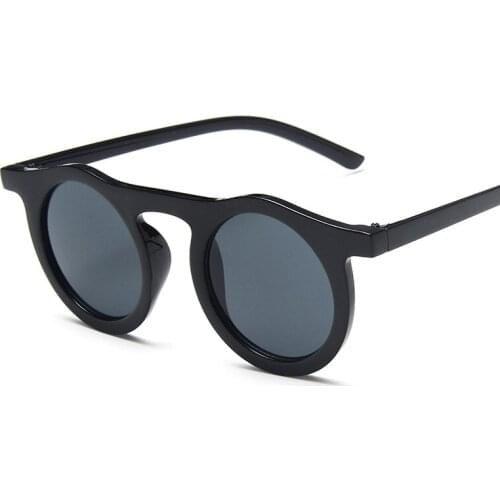 Vintage round frame sunglasses women black simple personality trend uv400 sunglasses men simple hip-hop fashionable glasses