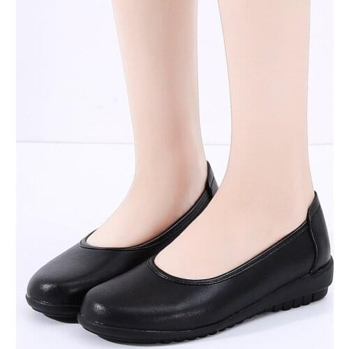 Spring Womens Flat Shoes Outdoor Work Shoes Soft Wear-resistant Sole Occupation Shoes Leather Trainers Women Zapatos Mujer