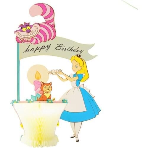 1pcs Princess Alice 3D Stereo Honeycomb Paper-cut Engraving Birthday Party Kids Gift Fairy Princess Greeting Card Party Decor