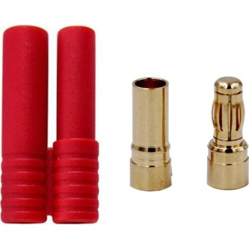 10pairs 3.5mm Gold Plated Male Female Bullet Banana Connector Plug with Red Housing For ESC Battery Motor 20%Off