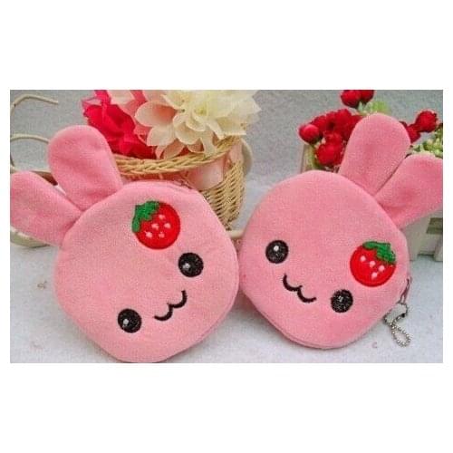 10PCS Kawaii Strawberry Rabbits Coin Purse & Wallet Pouch Case BAG ; Mini Pendant Bags Pouch Beauty Holder BAG Women Handbag