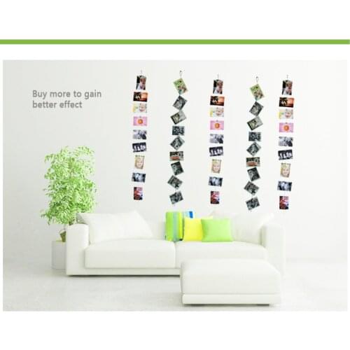 2 sets 1.5/3m Modern Magnetic Photo Frame For Hanging Wall Art Photo Album Kraft Picture Rope Horizontal/Vertical Iron Rope