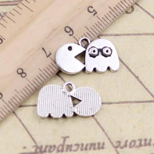 20pcs Charms Eat Peas Retro 80s Arcade Game 19x11mm Tibetan Silver Color Pendants Antique Jewelry Making DIY Handmade Craft