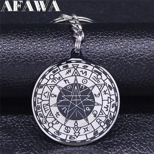 2021 Fashion Astrology Stainless Steel Keychain Women/Men Silver Color Key Chain Jewelry acero inoxidable joyeria mujer KXS03