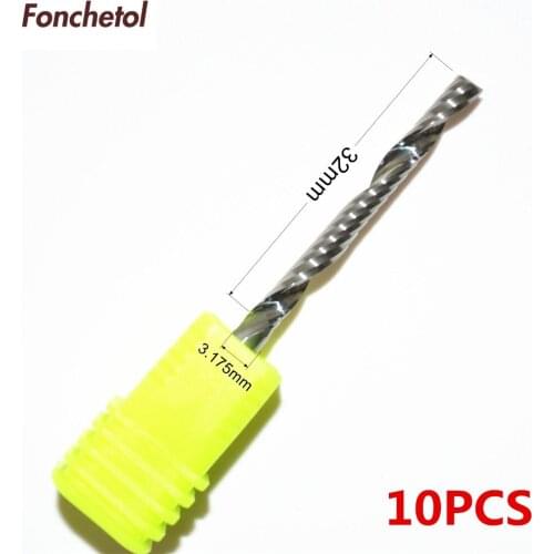 3.175mm*32mm-10pcs CNC machine solid carbide woodworking End Mill, tungsten steel 1 flute spiral milling cutter,PVC,MDF,acrylic