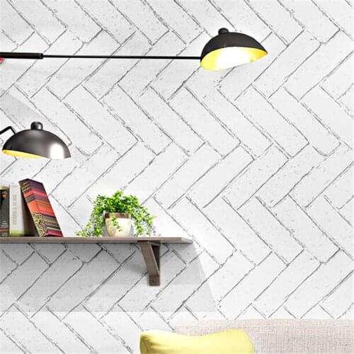 Wellyu 3D retro brick white brick pattern Nordic style wallpaper ins modern minimalist background wall paper white brick