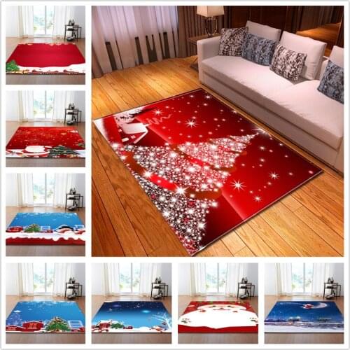 3D Christmas Santa Claus printed Carpets Xmas Home Bedroom Dining Room Anti-Skid Floor Rug Soft Flannel Christmas party Area Rug