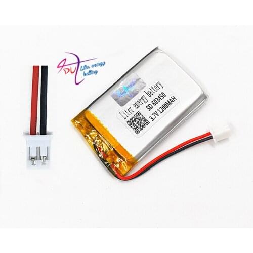 5pcs 603450 3.7V 1200mAh Lithium Polymer LiPo Rechargeable Battery JST PH 2.0mm 2pin For GPS DVD mobile video game PAD E-books