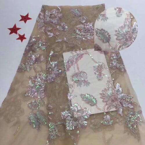 African Lace Fabric Nigerian Lace Fabric With Sequins, African Lace Fabric 2021 High Quality For Wedding Dress T33051