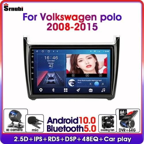 Andriod 10.0 2Din ips Car Radio for Volkswagen VW POLO 2008-2015 RDS DSP 48EQ 4G net+WiFi GPS Multimedia Dvd Player Split Screen