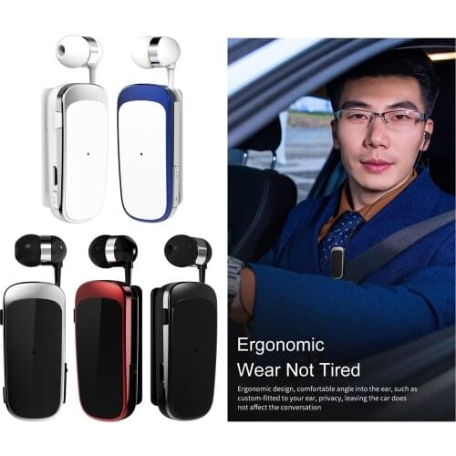 Fineblue K52 Wireless Bluetooth Headset Earphone Headphone Retractable Clip