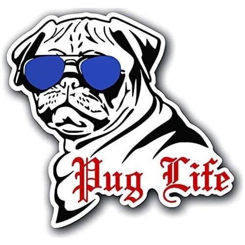Dawasaru Pug Life Funny Dog Vinyl Decal Animal Car Sticker Laptop Truck Motorcycles Auto Accessories,14cm*13cm