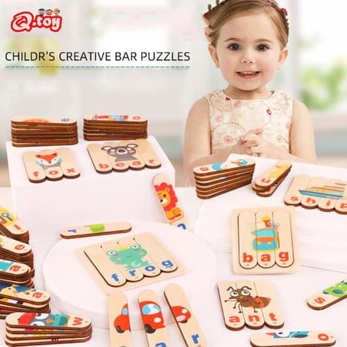 Children Creative Bar Puzzle Word Spelling Game Cognition Learning Toy Montessori Educational Puzzle Toys for Kinds
