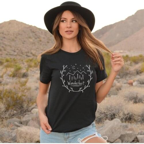 Wanderlust Mountains Nature T-shirt Aesthetic Summer Short Sleeve Adventure Tshirt Cute Women Graphic Camping Top Tee Shirt