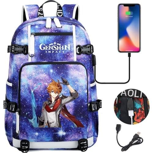 Game Genshin Impact Backpack Women Men Multifunction Waterproof USB Charging Laptop Backpacks School Travel Bags for Boys Girls