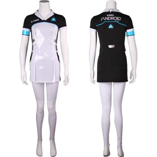 JAYANPOO NEW Game Detroit Become Human KARA Code AX400 Agent Girls Cute Dress Cosplay Costume Halloween Carnival Uniform costume