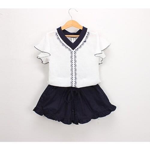 Dulce Amor Girls Clothes Set 2019 Summer Girls Embroidery T-shirt+Shorts Kids Clothes For Girls Children Casual Outfits For 3-7Y