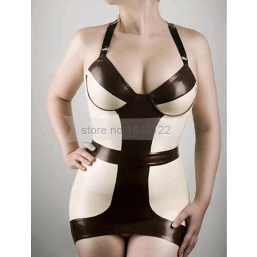 Summer Dress Casual Clothes White And Black Sexy Latex Girl Dress Fetish Rubber Costumes Vestidos Plus Size Hot Sale